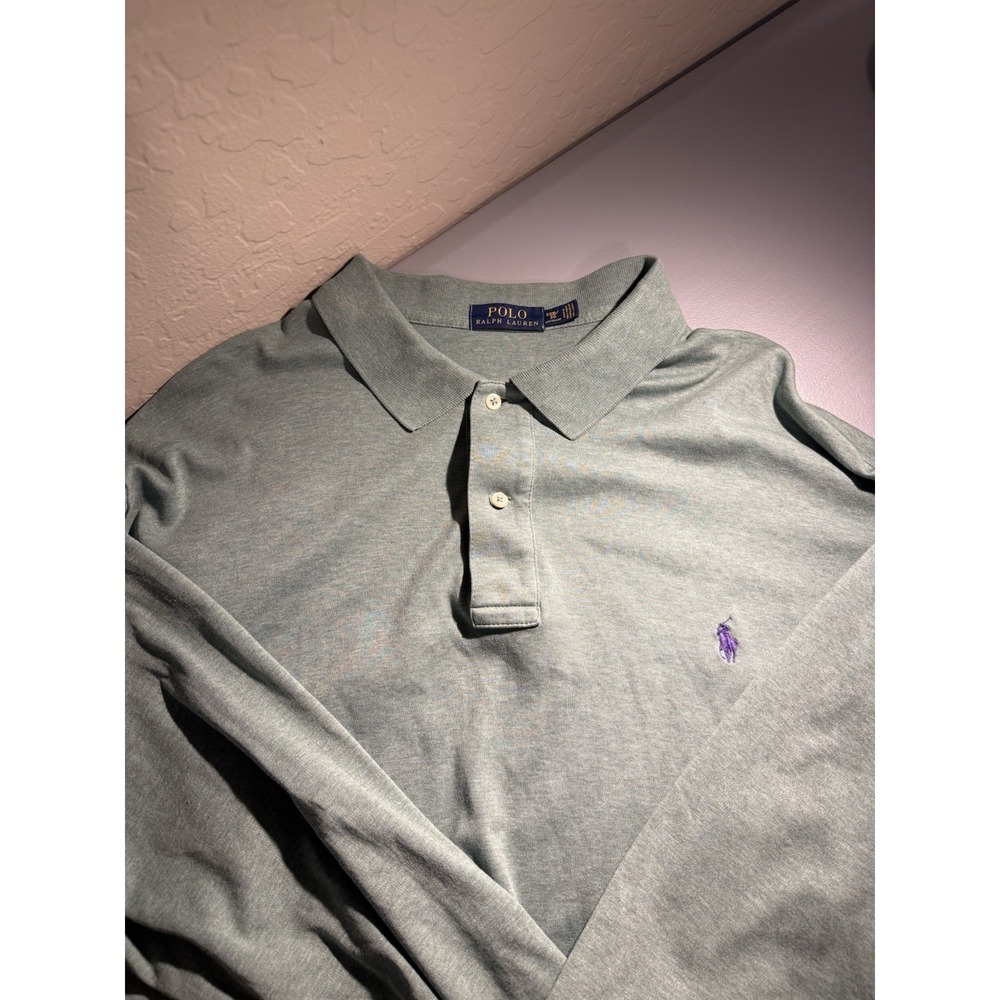 Polo‎ Ralph Lauren Long Sleeve Polo Shirt 2XB Big Olive Green Purple Pony